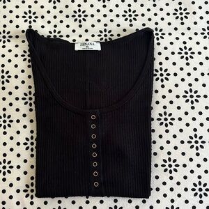 Zenana Black Waffle Tee